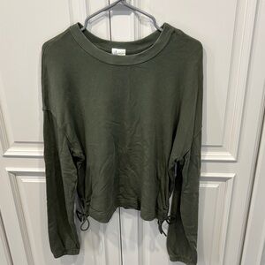 Aerie Dark Green Sweatshirt with Side Ties